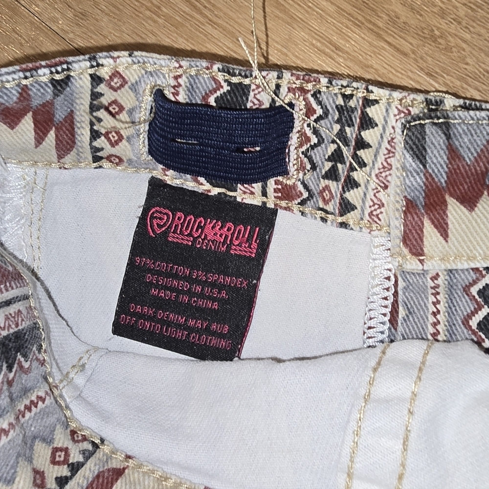 Rock & Roll Denim Girls Bargain Button Bell Bottom Southwestern Stripe Print 8 - Picture 10 of 10